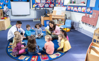 classroom with kids and their teacher