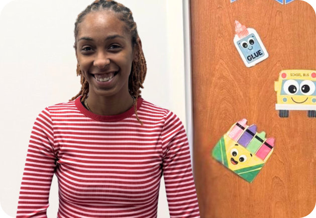 Female teacher smiling